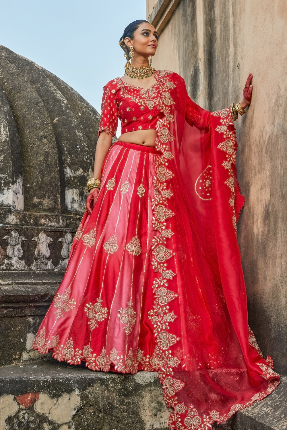 Nura Red Lehenga Set
