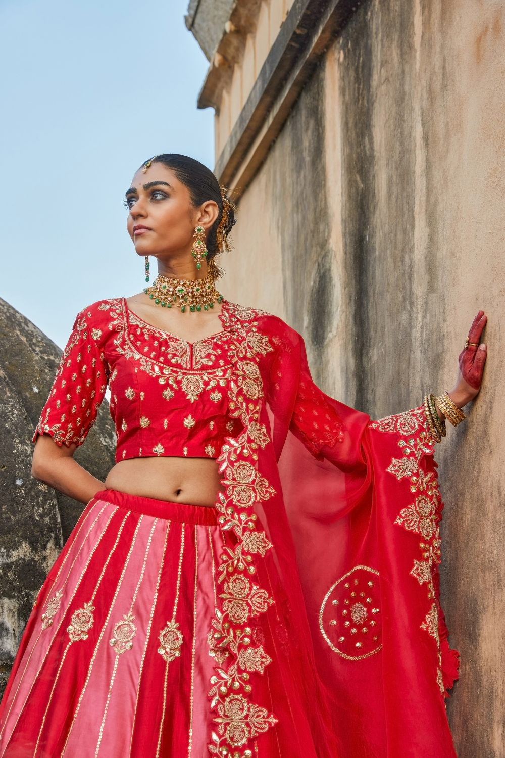 Nura Red Lehenga Set
