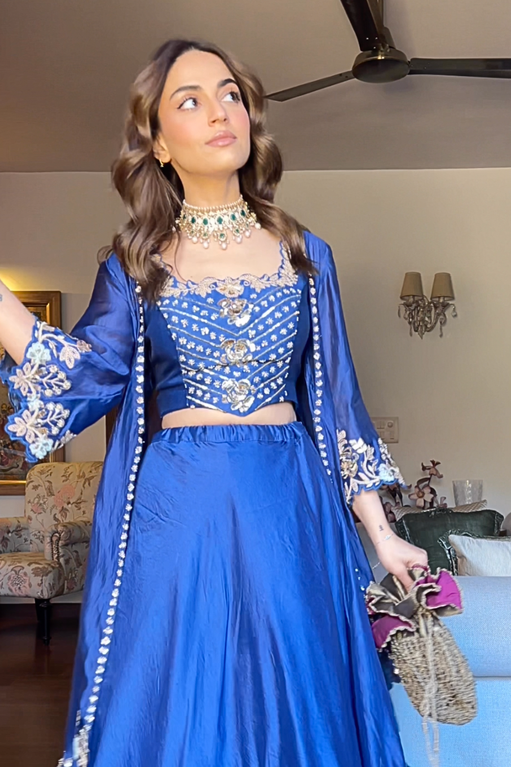 Mehak Bakshi in our Neela Phool Jacket Set