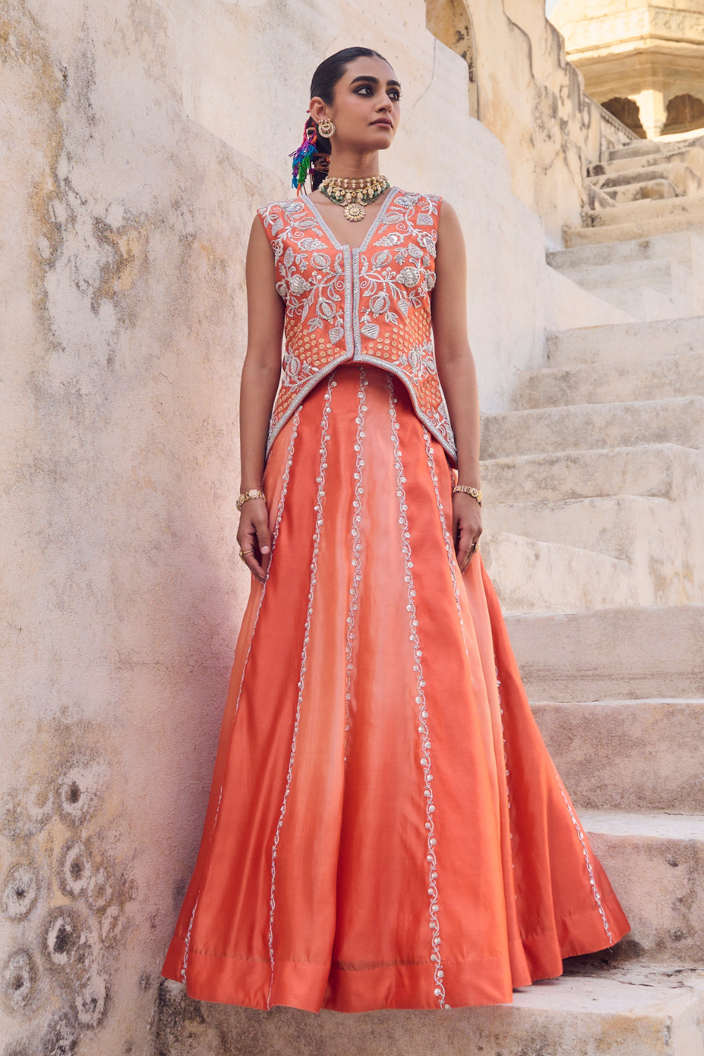 Saanjh Waist Coat Lehenga Set