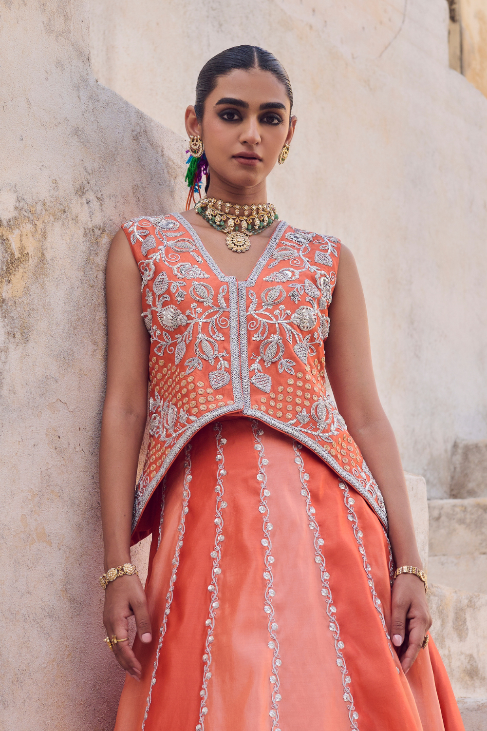 Saanjh Waist Coat Lehenga Set