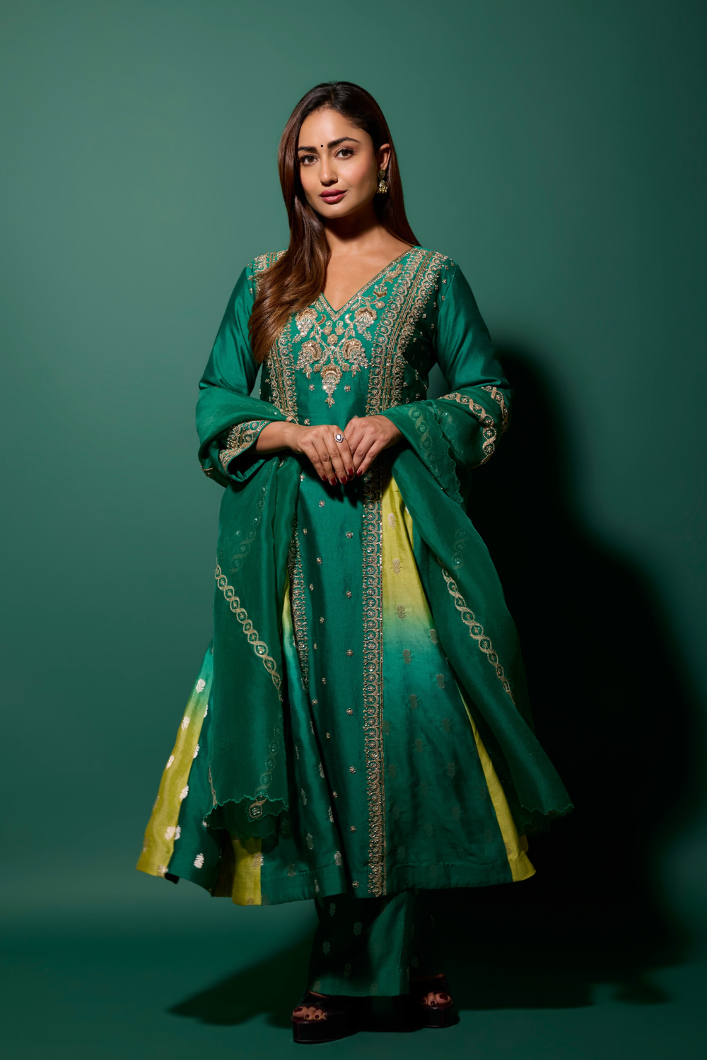 Tridha Choudhury in our Maharani Anarkali Set
