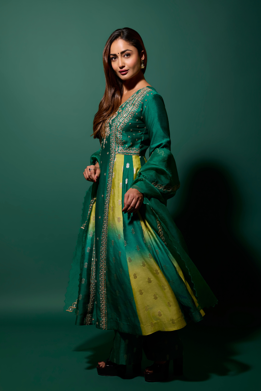 Tridha Choudhury in our Maharani Anarkali Set