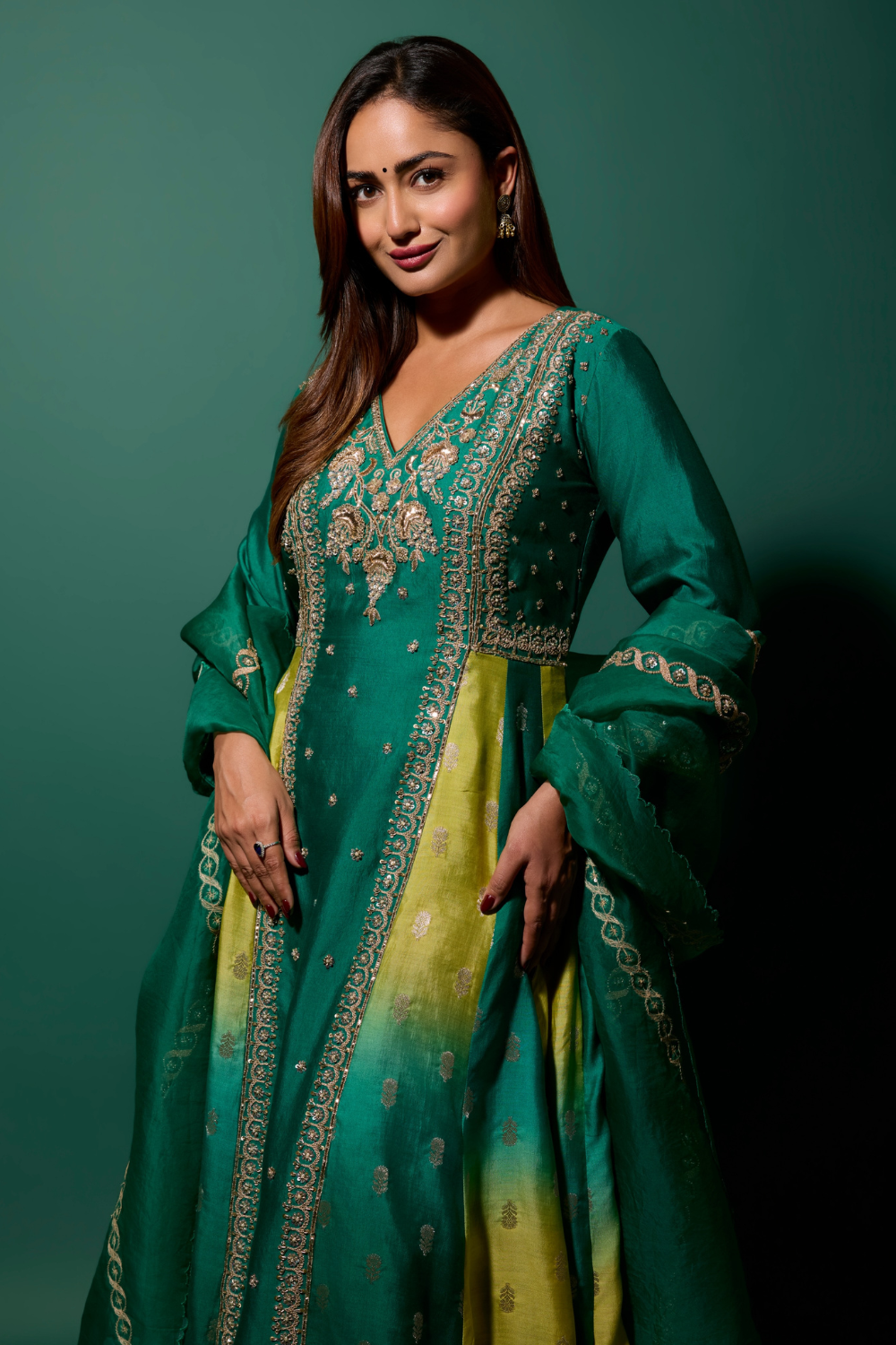 Tridha Choudhury in our Maharani Anarkali Set