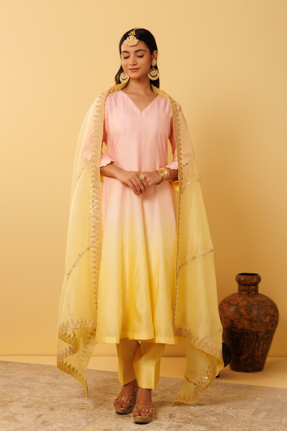 Sunheri Anarkali Suit Set