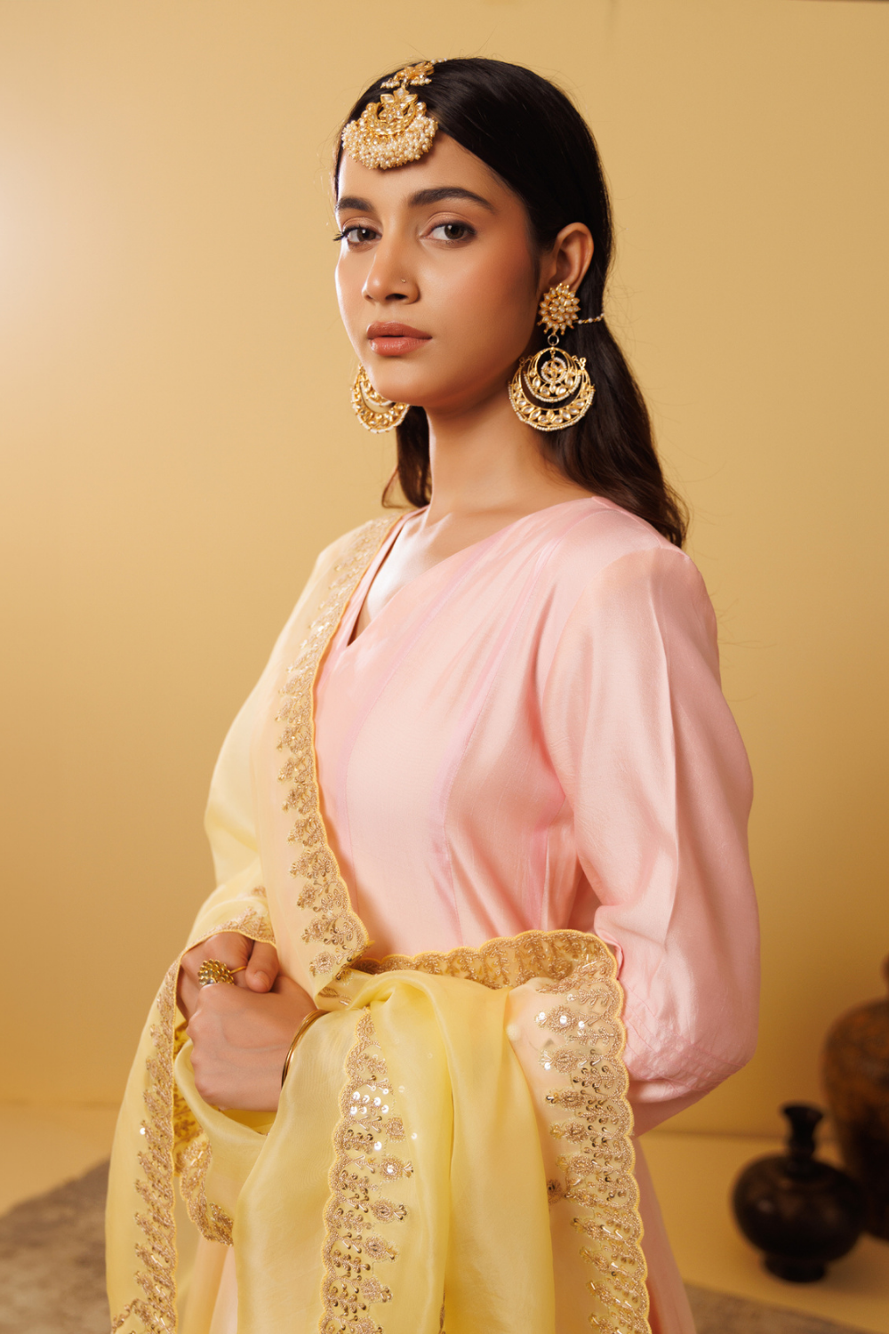 Sunheri Anarkali Suit Set