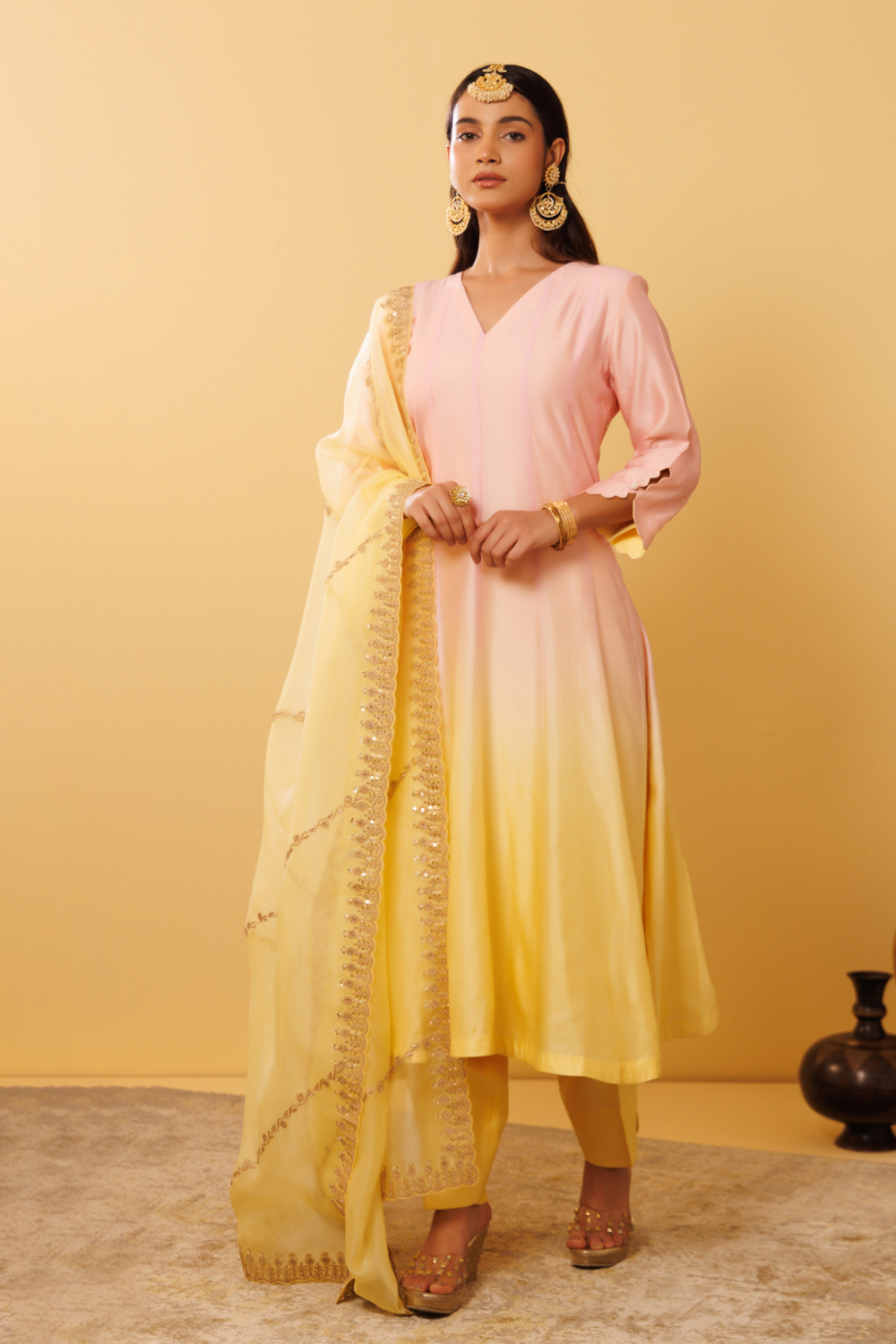 Sunheri Anarkali Suit Set