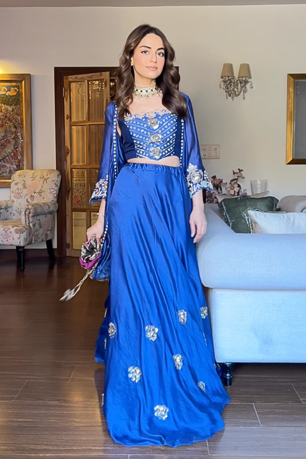 Mehak Bakshi in our Neela Phool Jacket Set