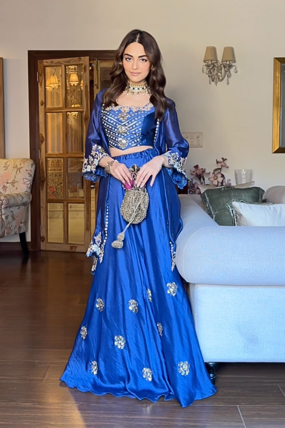 Mehak Bakshi in our Neela Phool Jacket Set
