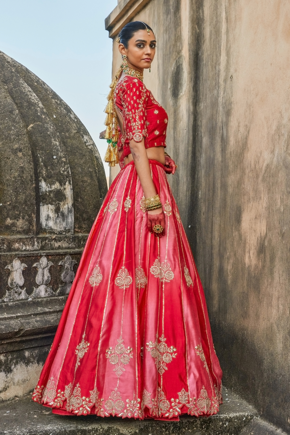 Nura Red Lehenga Set