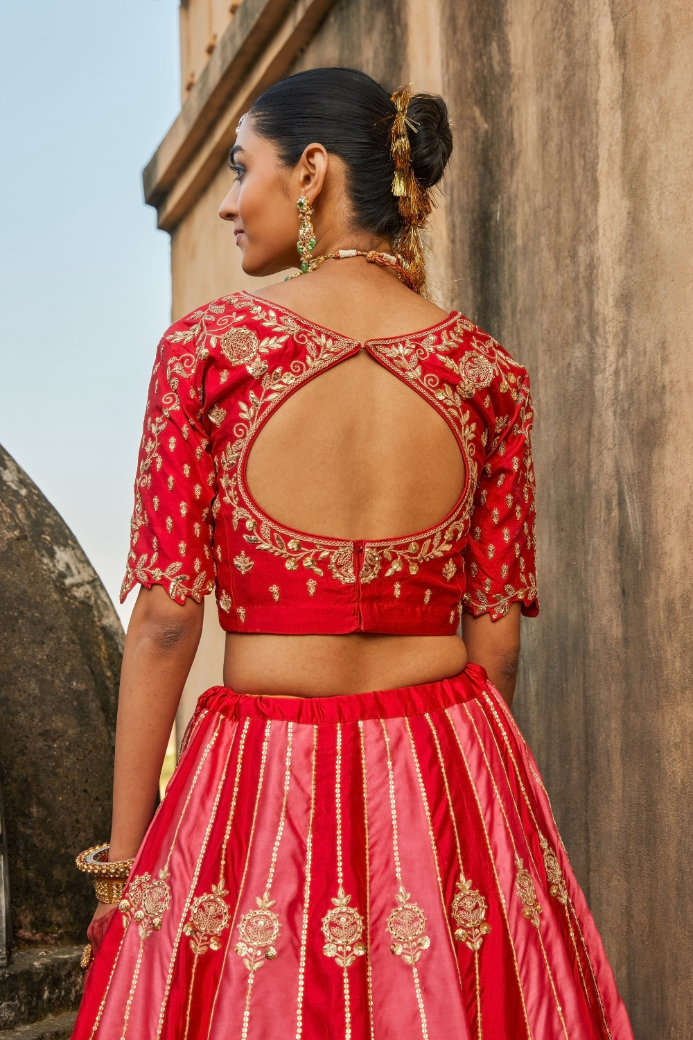 Nura Red Lehenga Set