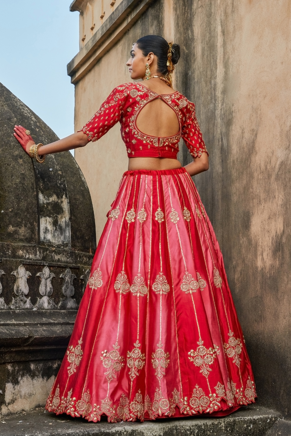 Nura Red Lehenga Set